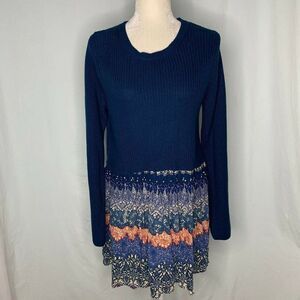 Westbound Chunky Knit Tunic Sweater XL Dark Blue